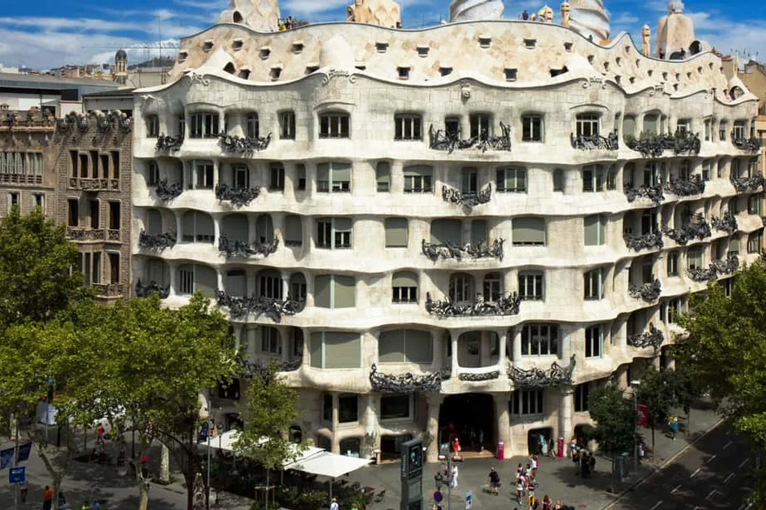 Trencadís mosaic and organic stone of a Gaudí building, the signature of the museums in Barcelona, Spain