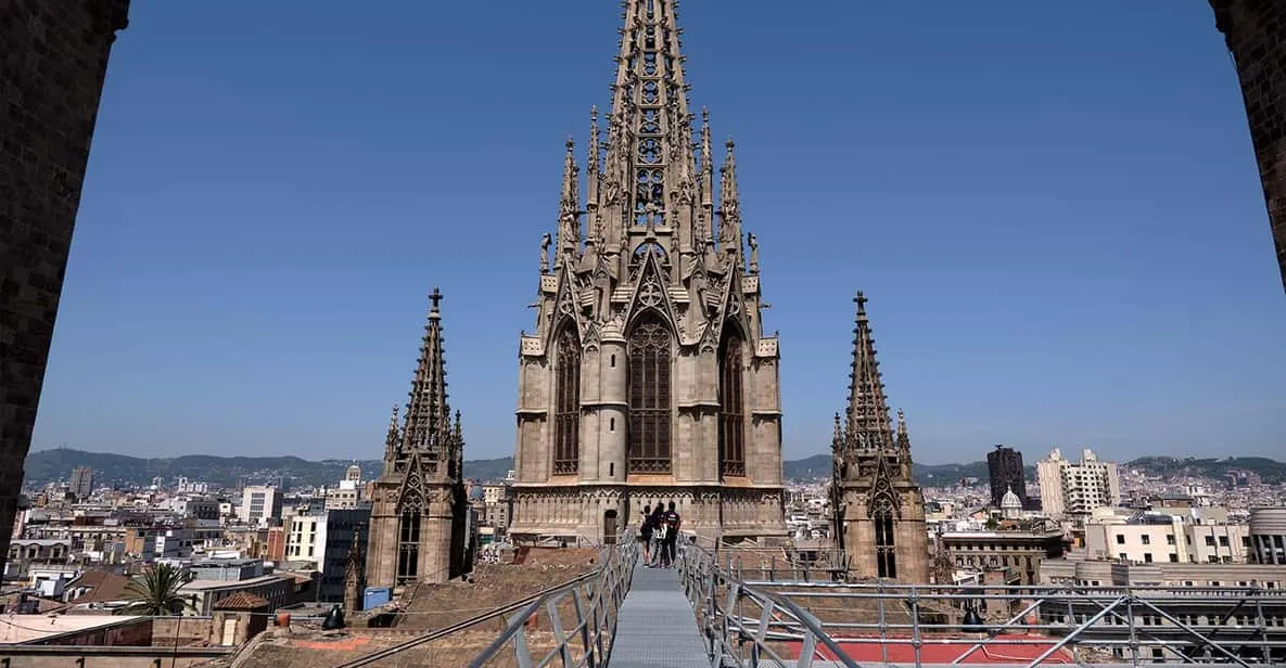 Gothic cloister of Barcelona Cathedral in the old city, a heritage site among museums in Barcelona, Spain